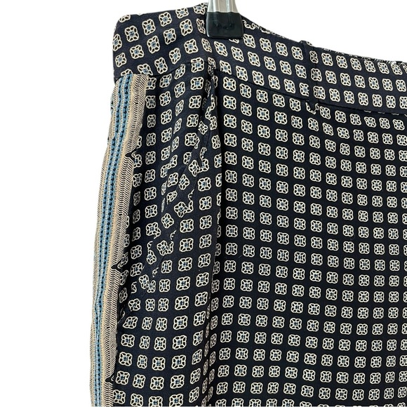 Joie Silk Size 6 Blue Geometric Print Mid Rise Tapered Slinky Lightweight Pants - Picture 6 of 10